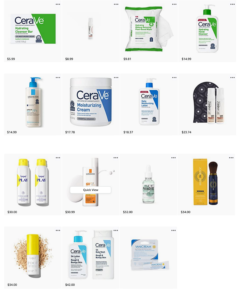 shot of amazon skin care products list