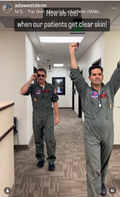 James and Alec dressed up like Airforce Pilots from Top Gun